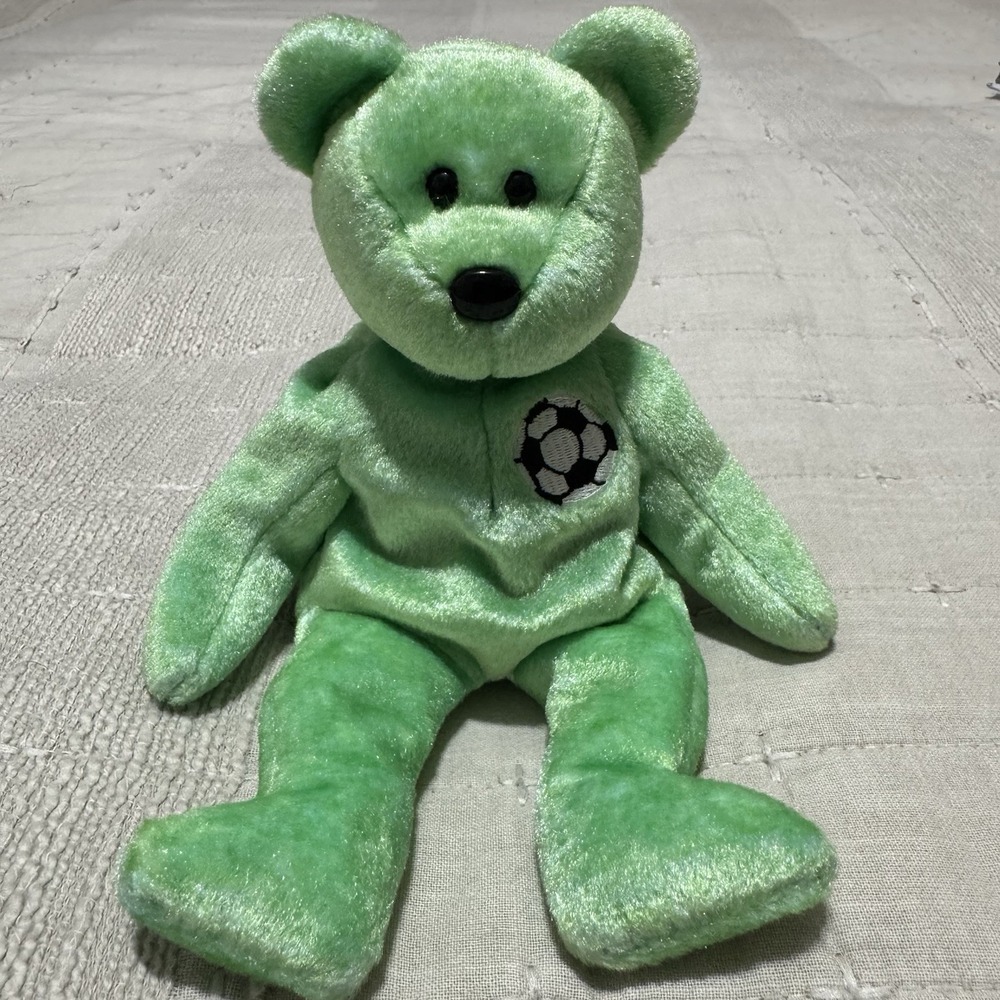 Vintage 1999 KICKS the Soccer Ty‎ Beanie Baby Bear 8.5 in